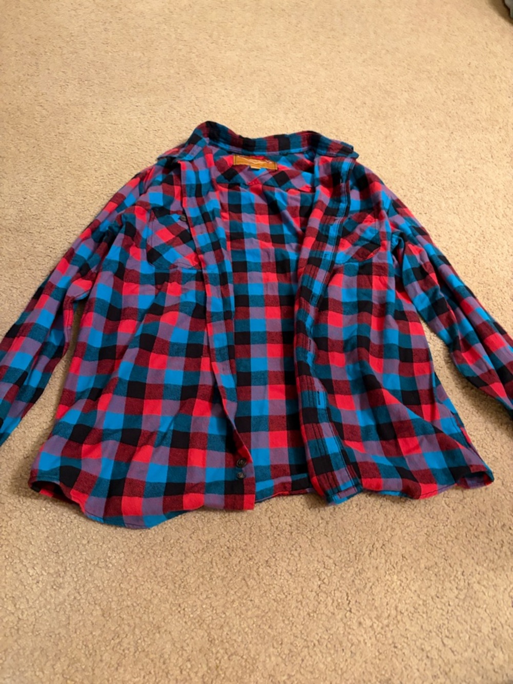 Red Camel Men's Plaid Button-Down Shirt Jacket - Red & Blue